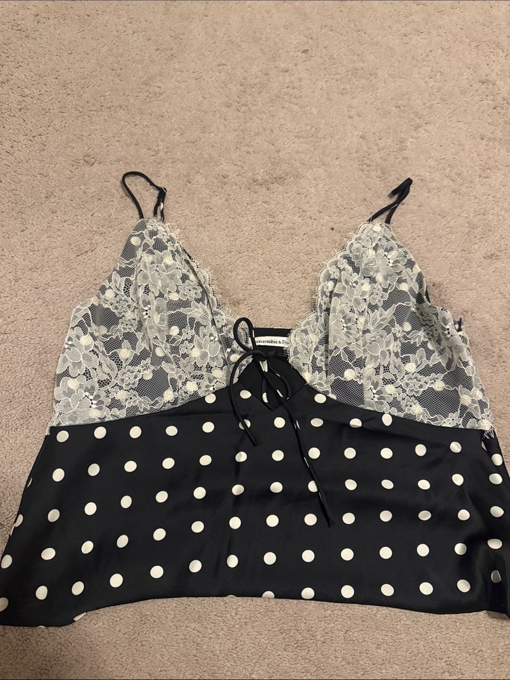 Abercrombie & Fitch Black & White Polka Dot Lace Camisole